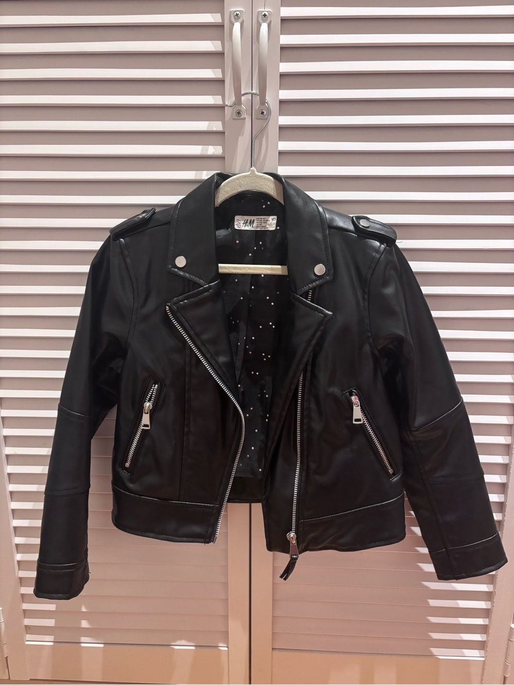 H&M Black Faux Leather Kids Moto Jacket